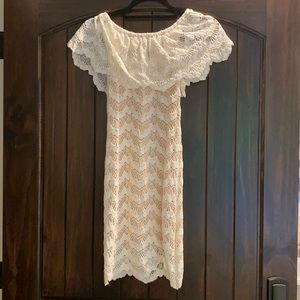 Nightcap lace off shoulder dress